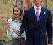 Le prince Felipe et la princesse Letizia d'Espagne présidaient le 13 juin 2012 la réunion du conseil d'administration de la Fondation Prince des Asturies, à Madrid.