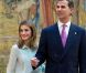 Le prince Felipe et la princesse Letizia d'Espagne présidaient le 13 juin 2012 la réunion du conseil d'administration de la Fondation Prince des Asturies, à Madrid.