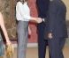 Le prince Felipe et la princesse Letizia d'Espagne présidaient le 13 juin 2012 la réunion du conseil d'administration de la Fondation Prince des Asturies, à Madrid.