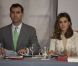Felipe et Letizia d'Espagne lors d'une rencontre avec les représentants du logement étudiant, le 4 juin 2012 à Madrid.