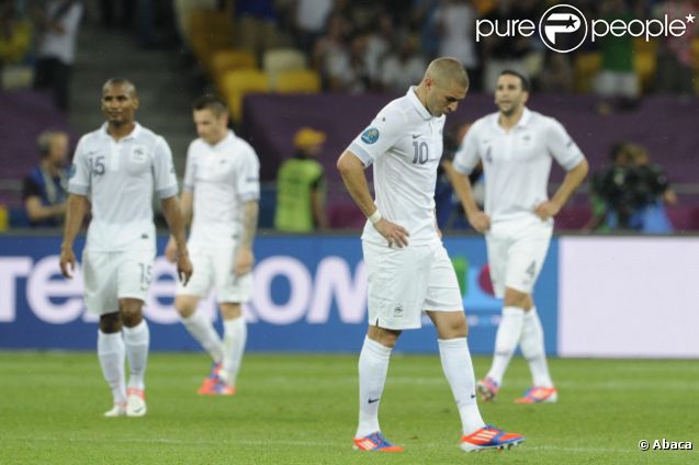 Karim Benzema lors du match de l'équipe de France perdu face à la Suède le 19 juin 2012 à Kiev en Ukraine (2-0)
