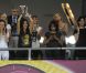 Les femmes et compagnes des joueurs tricolores lors du match de l'équipe de France perdu face à la Suède le 19 juin 2012 à Kiev en Ukraine (2-0)
