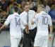 Laurent Blanc, Jérémy Ménez et Karim Benzema lors du match de l'équipe de France perdu face à la Suède le 19 juin 2012 à Kiev en Ukraine (2-0)