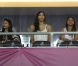 Les femmes et compagnes des joueurs tricolores lors du match de l'équipe de France perdu face à la Suède le 19 juin 2012 à Kiev en Ukraine (2-0)