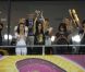 Les femmes et compagnes des joueurs tricolores lors du match de l'équipe de France perdu face à la Suède le 19 juin 2012 à Kiev en Ukraine (2-0)