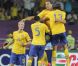 Les Suédois lors de leur victoire face à l'équipe de France le 19 juin 2012 à Kiev en Ukraine (2-0)