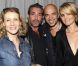 EXCLU : Alexandra Lamy, Jean Dujardin, Pascal Obispo et Laeticia Hallyday dans les coulisses du Stade de France après le concert de Johnny Hallyday, le 17 juin 2012.
