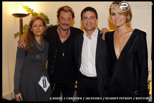 EXCLU : Johnny et Laeticia Hallyday, Anne Gravoin et Manuel Valls au Stade de France pour les concerts de Johnny Hallyday, le 16 juin 2012.