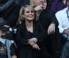 Photos exclusives, reproduction interdite : Johnny Hallyday a fêté ses 69 ans au Stade de France le 15 juin et donné 3 concerts les 15,16 et 17 Juin. Laeticia Hallyday et Pascal Obispo dans les tribunes présidentielles du SDF