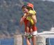 Cristiano Ronaldo et Irina Shayk entourés de leur famille et du fils de CR7 lors de leurs vacances à Saint-Tropez le 3 juillet 2012