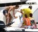 Cristiano Ronaldo et Irina Shayk entourés de leur famille et du fils de CR7 lors de leurs vacances à Saint-Tropez le 3 juillet 2012