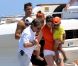 Cristiano Ronaldo et Irina Shayk entourés de leur famille et du fils de CR7 lors de leurs vacances à Saint-Tropez le 3 juillet 2012