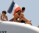 Cristiano Ronaldo et Irina Shayk entourés de leur famille et du fils de CR7 lors de leurs vacances à Saint-Tropez le 3 juillet 2012