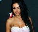 Nabilla lors de la conférence de rentrée de NRJ 12, à Paris, le 12 juillet 2012