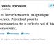 Valérie Trierweiler a tout effacé. Voici le premier tweet de sa nouvelle vie de tweetos : " Tout va bien chers amis. Magnifique discours du Président pour la commémoration de la rafle du Vel' d'Hiv. Très émouvant. " Le 22 juillet 2012.