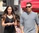 La belle Megan Fox, enceinte, et Brian Austin Green se rendent à la messe avec le fils de l'acteur, Kassius, à Los Angeles, le 15 juillet 2012