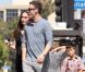 L'actrice Megan Fox, enceinte, et Brian Austin Green se rendent à la messe avec le fils de l'acteur, Kassius, à Los Angeles, le 15 juillet 2012