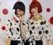 Le duo de DJettes Broken Hearts, chargé d'animer l'inauguration du pop-up store Louis Vuitton x Yayoi Kusama au grand magasin Printemps. Paris, le 4 septembre 2012.