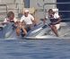 Détendus, Jay-Z et Beyoncé s'apprêtent à faire du jet-ski à Saint-Jean-Cap-Ferrat, le 7 septembre 2012