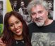 Amel Bent et Joel Bats lors de la soirée de présentation du sixième Foot Concert au profit de l'association Huntington Avenir au Palais des sports de Lyon le 10 septembre 2012