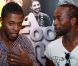 Sydney Govou et Michel Bastos lors de la soirée de présentation du sixième Foot Concert au profit de l'association Huntington Avenir au Palais des sports de Lyon le 10 septembre 2012