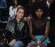 Vahina Giocante et Inna Modja au premier rang du plus grand défilé du monde des Galeries Lafayette. Pari, le 18 septembre 2012.