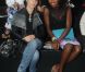 Vahina Giocante et Inna Modja au premier rang du plus grand défilé du monde des Galeries Lafayette. Pari, le 18 septembre 2012.