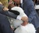  Lady Gaga : sublime en fourrure blanche à la sortie de chez Séphora où elle a présenté son nouveau parfum Fame sur les Champs-Elysées le 23 septembre 2012 