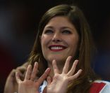 Géraldine Pillet, compagne de Nikola Karabatic, lors de la finale olympique entre la France et la Suède à Londres le 12 août 2012