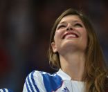 Géraldine Pillet, compagne de Nikola Karabatic, lors de la finale olympique entre la France et la Suède à Londres le 12 août 2012