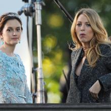 Blake Lively et Leighton Meester sur le tournage de Gossip Girl, à New York, le 11 octobre 2012