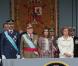 Le roi Jean Carlos et la reine Sofia, aux côtés du prince héritier Felipe d'Espagne et de son épouse Letizia lors du défilé militaire de la fête nationale de l'Espagne le 12 octobre 2012