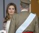 Le roi Jean Carlos face à la princesse Letizia lors du défilé militaire de la fête nationale de l'Espagne le 12 octobre 2012