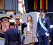 La princesse Letizia et le prince Felipe d'Espagne lors du défilé militaire de la fête nationale de l'Espagne le 12 octobre 2012