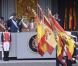 Le roi Jean Carlos et la reine Sofia, aux côtés du prince héritier Felipe d'Espagne et de son épouse Letizia lors du défilé militaire de la fête nationale de l'Espagne le 12 octobre 2012