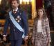 Le roi Juan Carlos, la reine Sofia, le prince Felipe et la princesse Letizia d'Espagne ont recu les hommes politiques au palais royal de Madrid, le jour de la fête nationale de l'Espagne le 12 octobre 2012