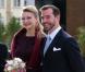 Le prince Guillaume, grand-duc héritier du Luxembourg, et sa fiancée Stéphanie de Lannoy, contesse de Belgique, sont reçus au Grand Théâtre de la capitale avant leurs noces, le 19 octobre 2012.