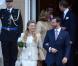 Les maries, le prince Guillaume de Luxembourg et la comtesse Stephanie de Lannoy, a la sortie de l'hotel de ville de Luxembourg ou se deroulait leur mariage civil. Le 19 octobre 2012 .