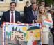Les maries, le prince Guillaume de Luxembourg et la comtesse Stephanie de Lannoy, a la sortie de l'hotel de ville de Luxembourg ou se deroulait leur mariage civil. Le 19 octobre 2012.