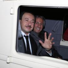 Patrick Timsit et Richard Anconina lors de l'enregistrement de l'émission Champs-Elysées, le 18 octobre 2012 à Paris