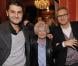 Christophe Beaugrand, Claude Sarraute et Laurent Ruquier lors de la projection au théâtre Antoine du documentaire sur Laurent Ruquier "On ne demande qu'a le connaitre" que Gérard Miller a realisé pour France 2, à Paris le 2 Decembre 2012.