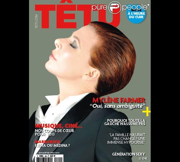 Mylène Farmer en couverture de  Têtu , en kiosques le 19 décembre 2012.