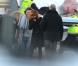 La chanteuse Mylène Farmer et son staff arrivent en jet privé à l'aéroport de Cannes-Mandelieu pour assister aux NRJ Music Awards, le 25 janvier 2013.