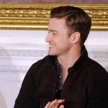 Justin Timberlake et Mavis Staples invités à la Maison Blanche pour parler de la musique soul, lors d'une conférence et d'une séance de questions-réponses avec des étudiants, à Washington, le 9 avril 2013.<br />
<p></p>
