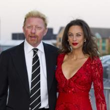 Boris Becker et la sublime Lilly Kerssenberg lors de la soirée de galaorganisée par la Gabrielle's Angel Foundation for Cancer Research à la célèbre Battersea Power Station de Londres, le 2 mai 2013