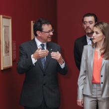 <p>Letizia d'Espagne au Musée du Prado à Madrid le 14 mai 2013 pour y découvrir une exposition sur la collection de dessins espagnols du British Museum de Londres.</p>