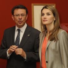 <p>Letizia d'Espagne en visite au Musée du Prado à Madrid le 14 mai 2013 pour y découvrir une exposition sur la collection de dessins espagnols du British Museum de Londres.</p>