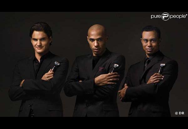 Thierry Henry, Roger Federer et Tiger Woods