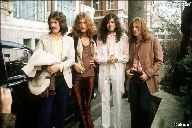 Le groupe Led Zeppelin à son apogée. De g. à d. : John Bonham, Robert Plant, Jimmy Page, John Paul James