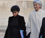 Rachida Dati fait sa rentrée au conseil des ministres le 7/01/09 avec Christine Lagarde et Alain Morleix 